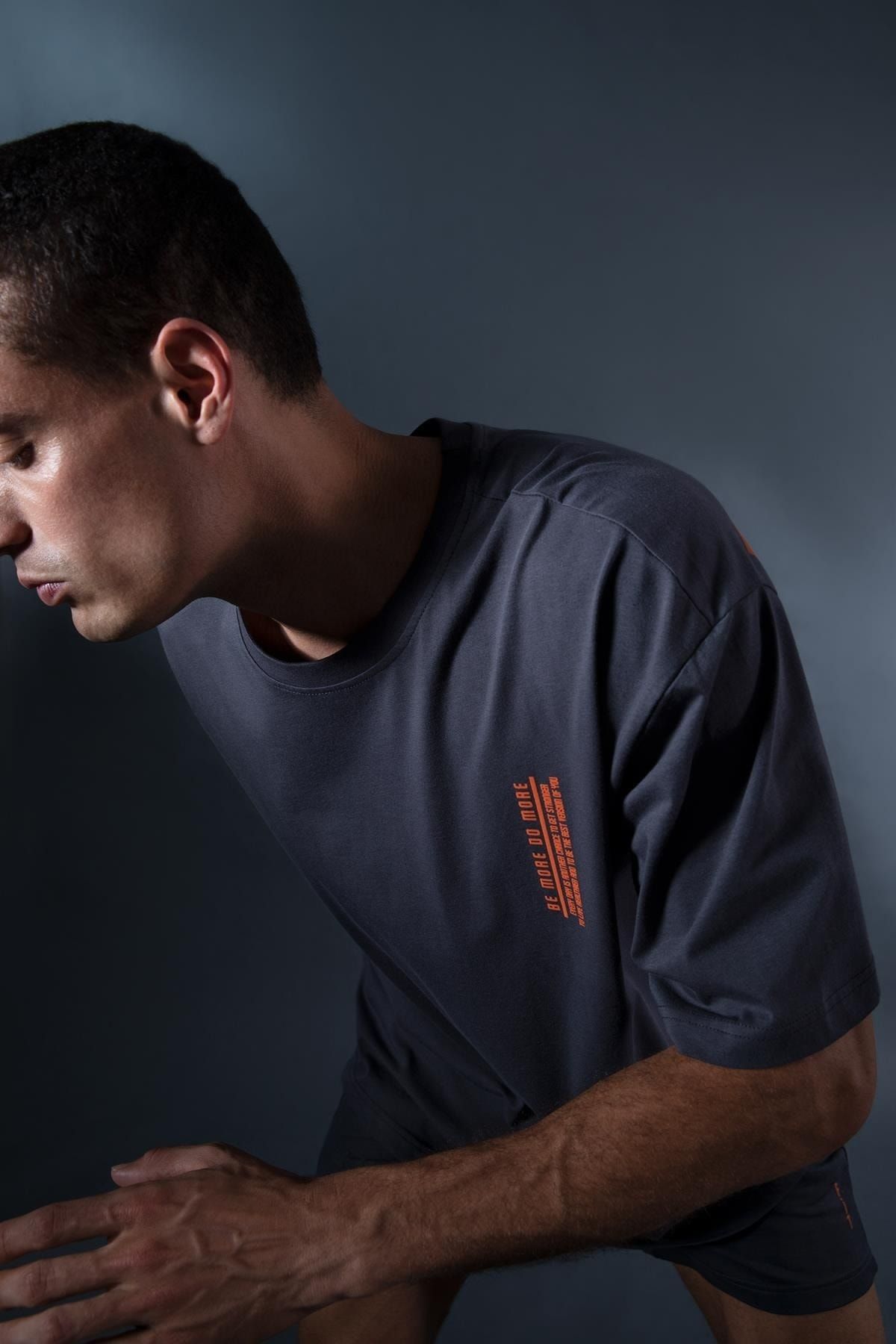 Fit Oversize Fit Bisiklet Yaka Baskılı Kısa Kollu Tişört